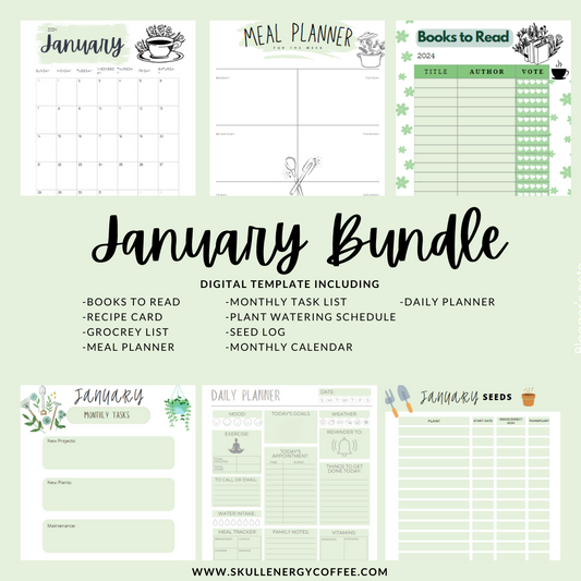 Monthly Digital Template Bundle - Planner, Seed Log, Monthly Tasks, Daily Planner